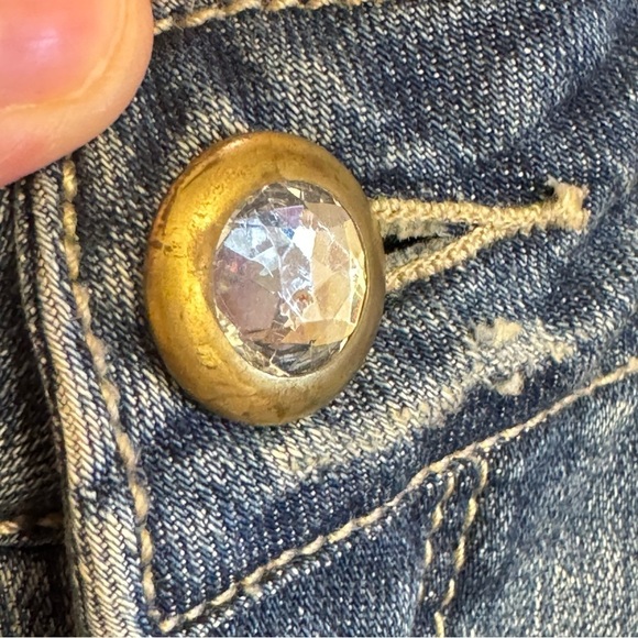 Cache Vintage Embellished Blue Jeans Denim Straight Legs Sz 6 Rhinestones Bling - Picture 13 of 16